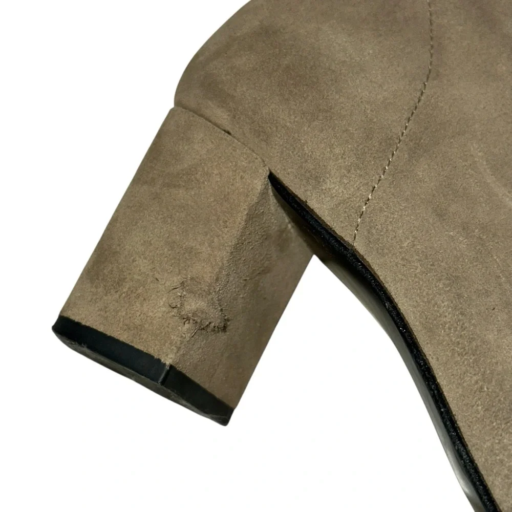 Zara 7.5 M/EU 38-Brown Suede Side Zip Heels Tall Boots